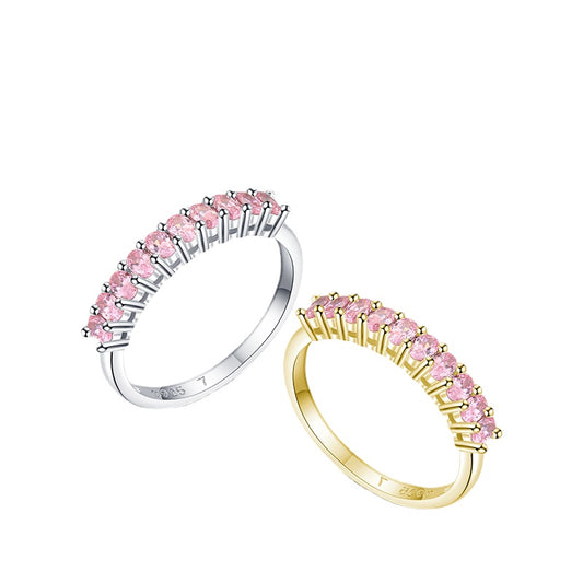 Luxurious Oval Pink Zircon Sterling Silver Ring for Women