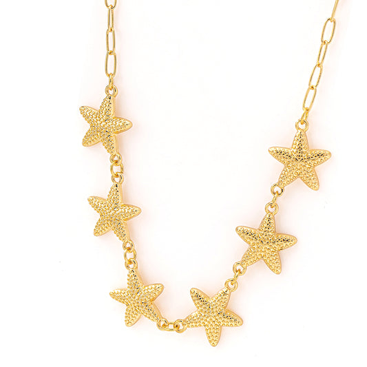 Planderful Vienna Verve Necklace – Stylish Metal Starfish Design for Beach Vacations