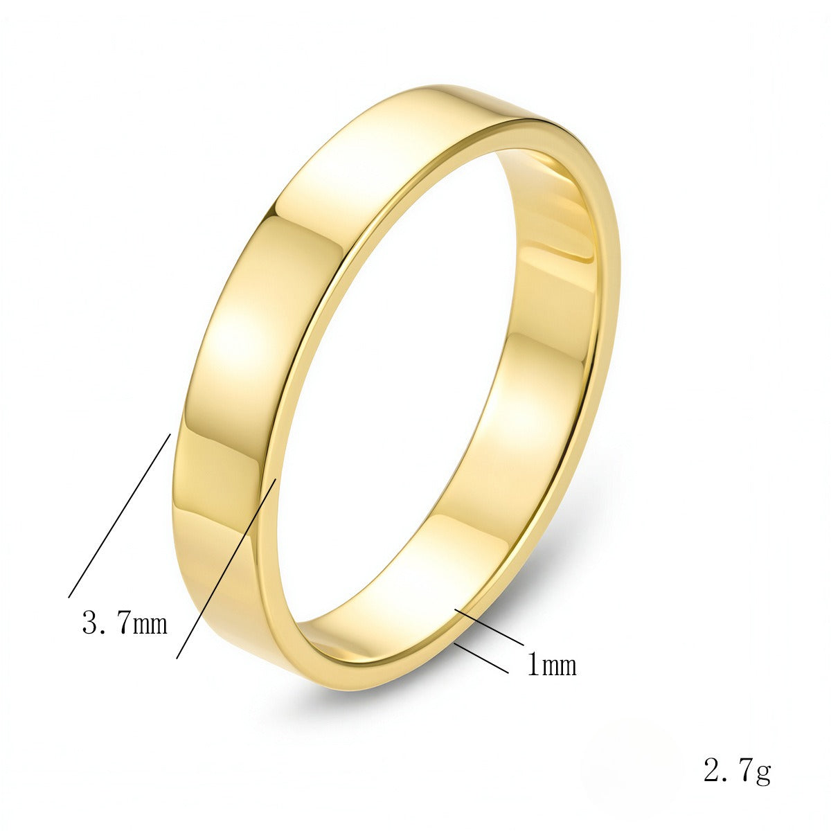 S925 Silver Minimalist Smooth Plain Ring, Foreign Trade And Gold-Plated Wide Plain Ring