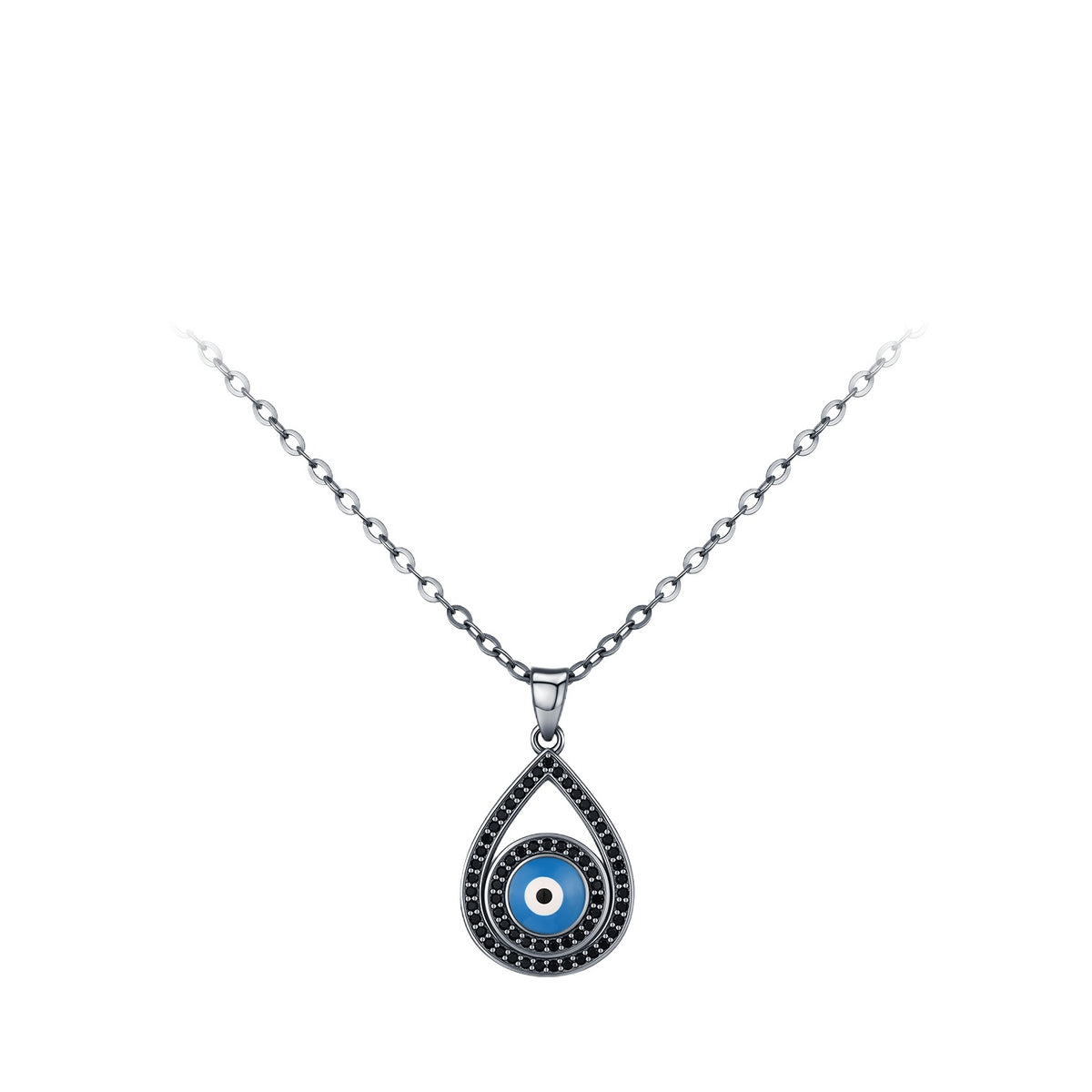 925 Sterling Silver Turquoise Two-Tone Zircon Necklace