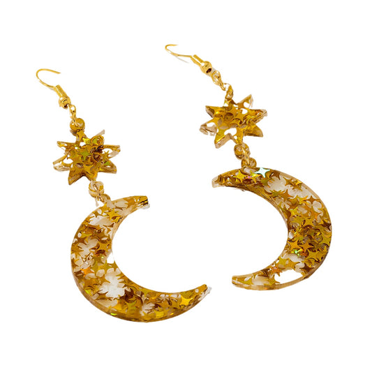 Planderful Vienna Verve Earrings – Stylish Glitter Star Moon Design