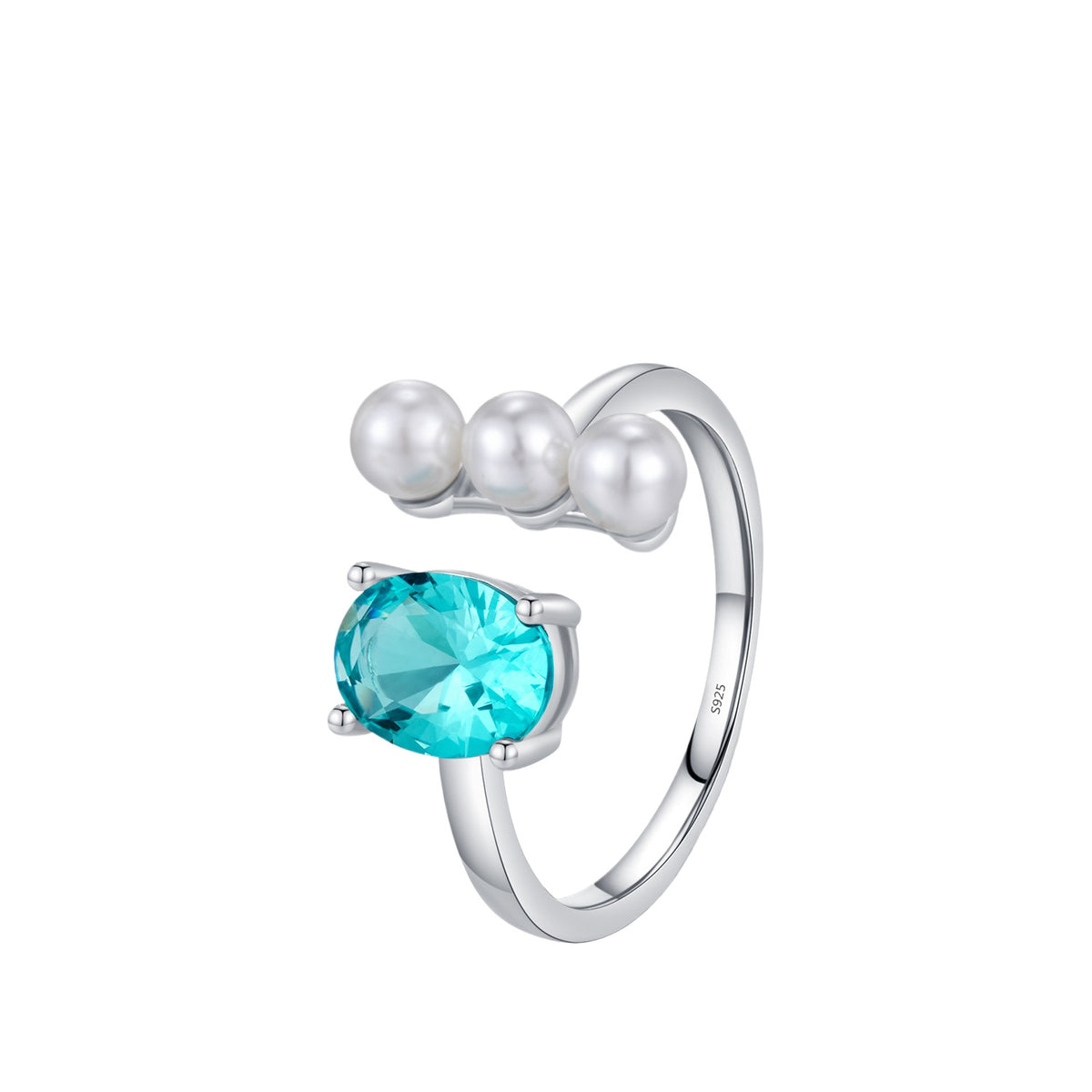 925 Sterling Silver Pearl Zircon Ring