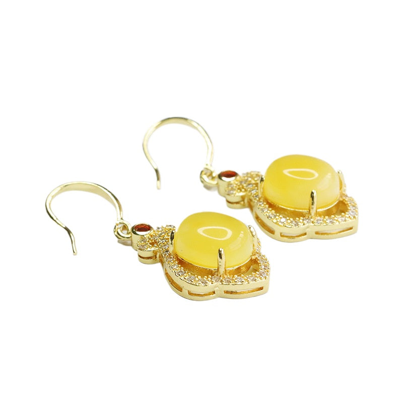 Beeswax Amber Floral Drop Earrings