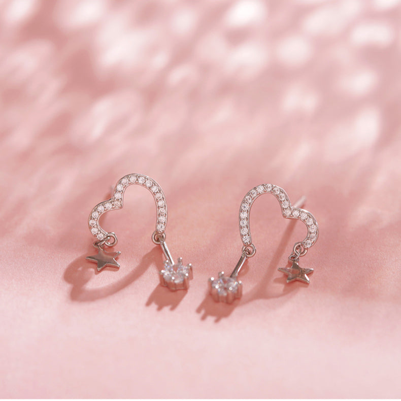 New Whole Body 925 Sterling Silver Love Star Stud Earrings