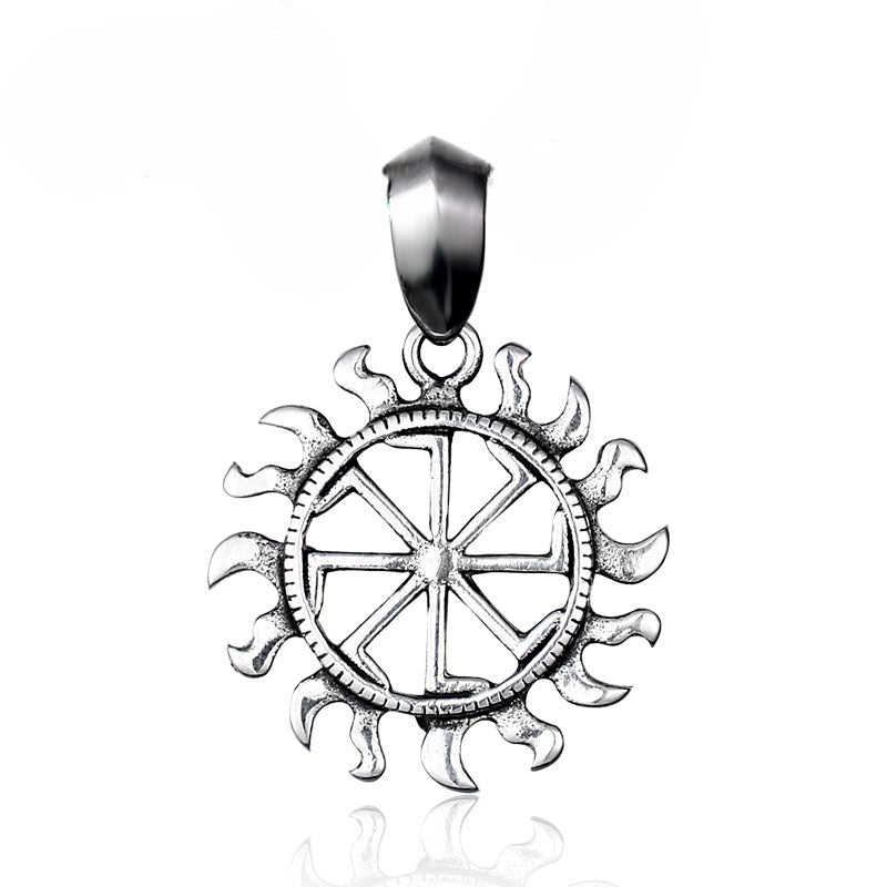 Trendy Men's Hollow Titanium Steel Sun Pendant - Stylish Stainless Steel Jewelry for Every Occasion