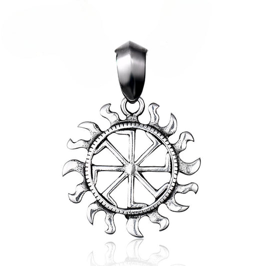 Trendy Men's Hollow Titanium Steel Sun Pendant - Stylish Stainless Steel Jewelry for Every Occasion
