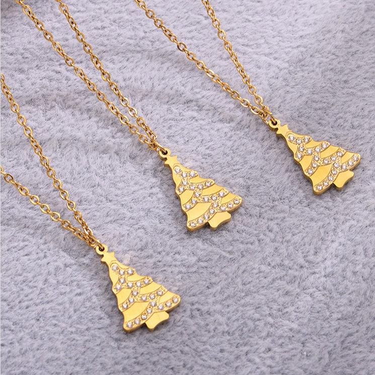 Planderful Zircon Christmas Tree Collarbone Necklace Her