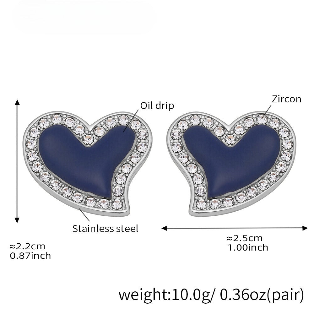 Planderful Heart Zircon Earrings For Women Luxury 18K Gold