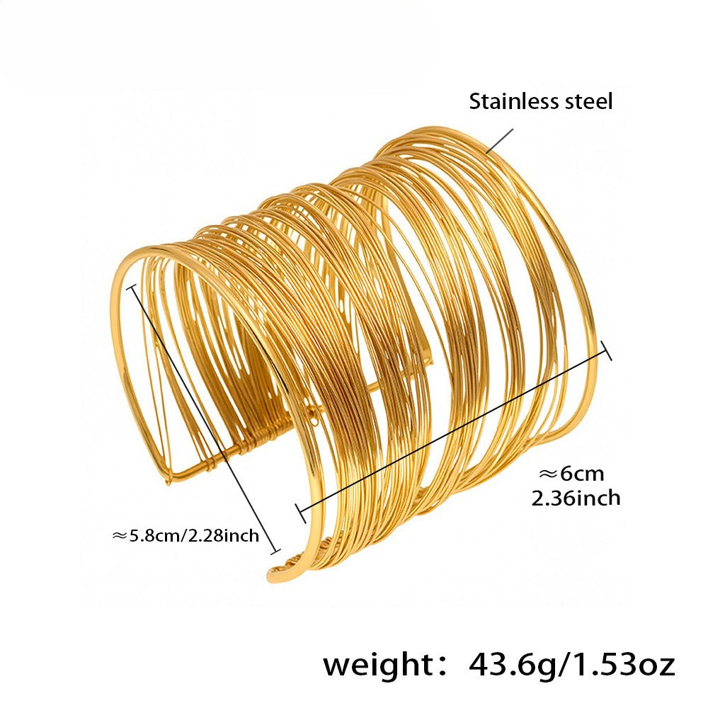 Planderful Stainless Steel Layered Arm Ring Bracelet Punk