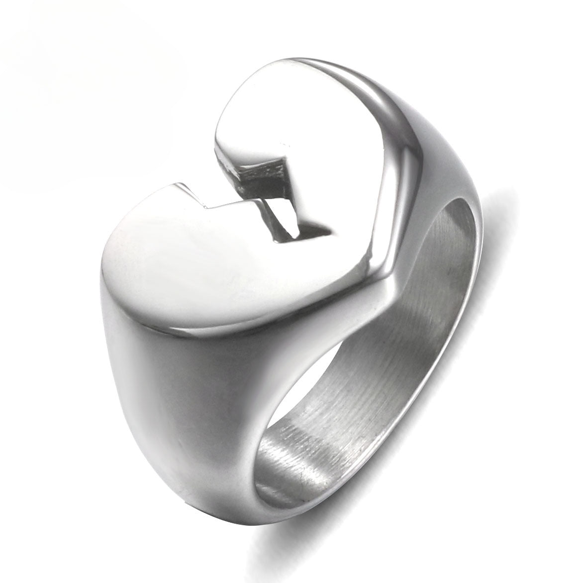 Chic Heart-Shaped Titanium Steel Ring for Modern Women - Unisex Stainless Steel Jewelry