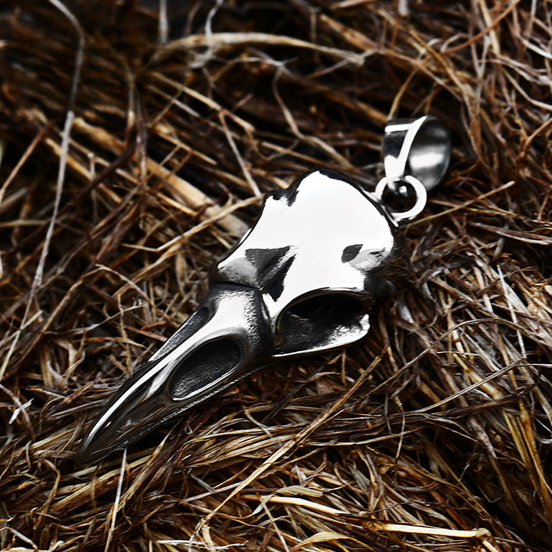 Nordic Viking Crow Beak Stainless Steel Men's Pendant, Retro European American Titanium Jewelry for Him