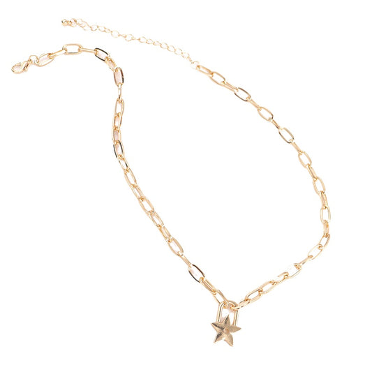 European and American Candy Fruit Five Star Necklace, Trendy Alloy Lock - Female Hip Hop Fashion Jewelry