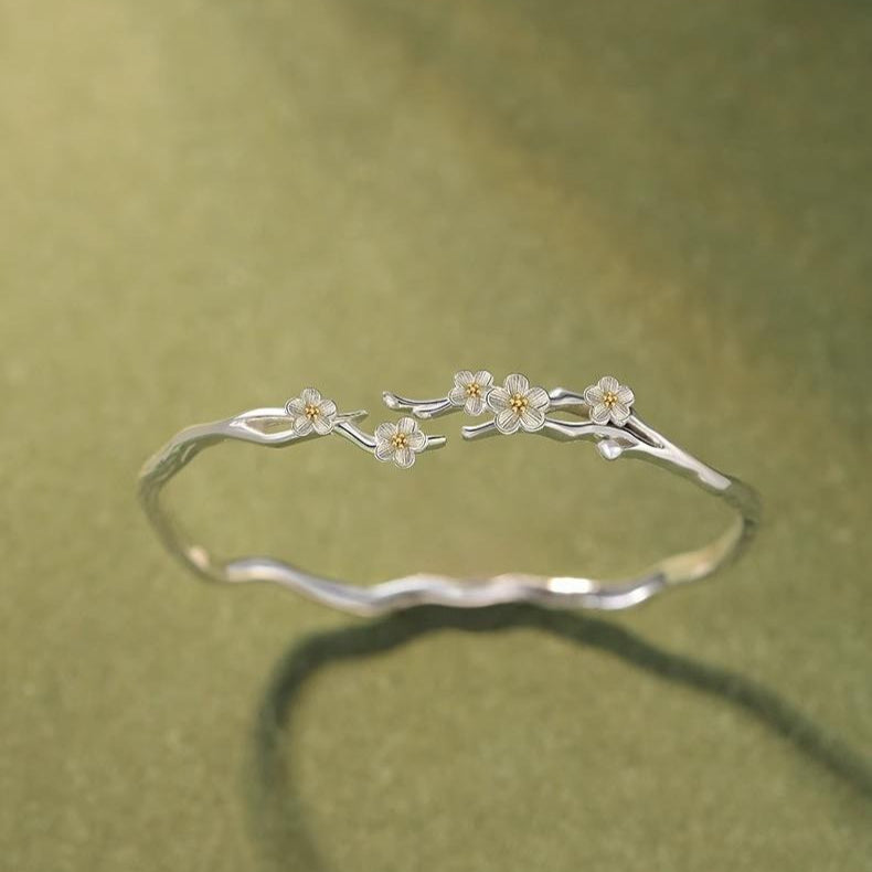 Sterling Silver Jasmine Bracelet By Planderful Adjustable Luxury Niche Design Gift For Girlfriend