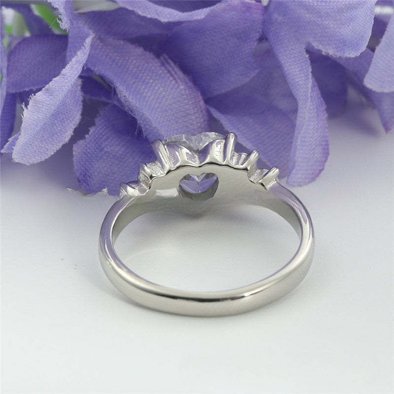 Titanium Steel Hollow White Stone Ring - Retro Trendy Accessory in Stainless Steel