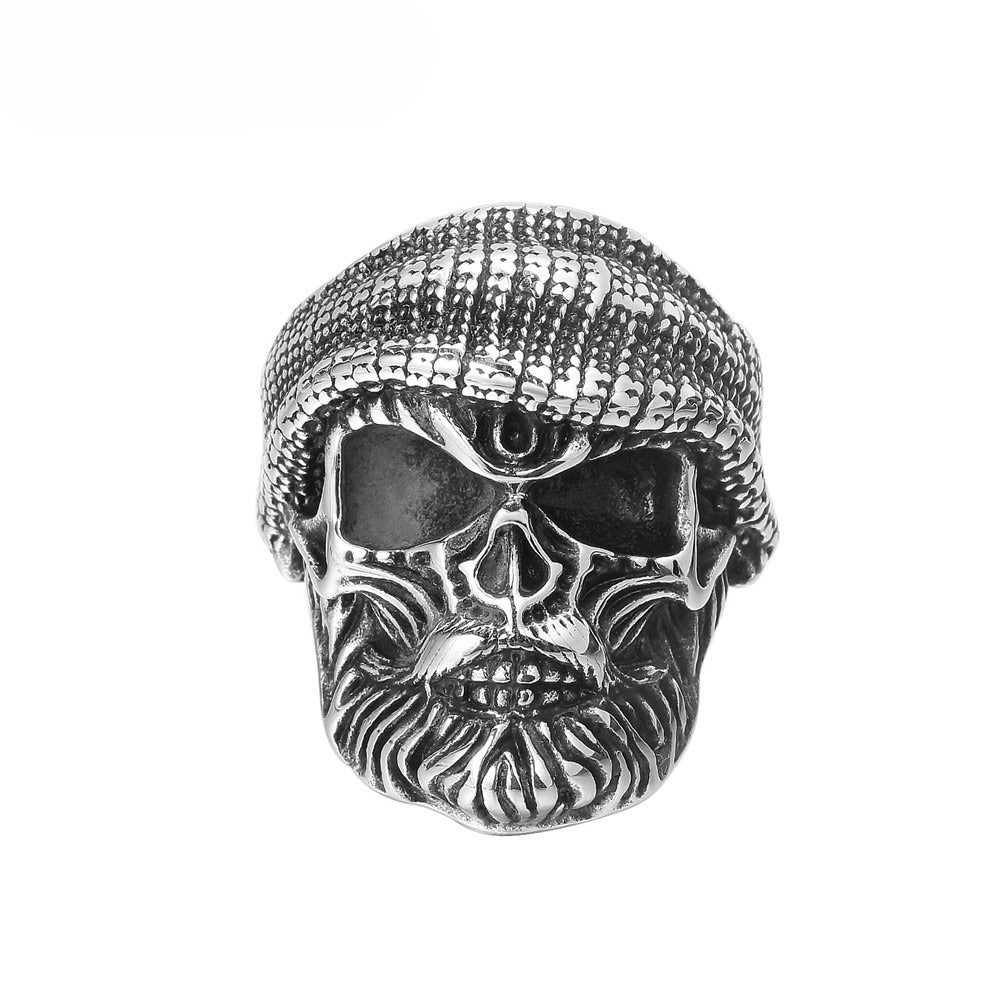 Titanium Steel Hat Skull Ring