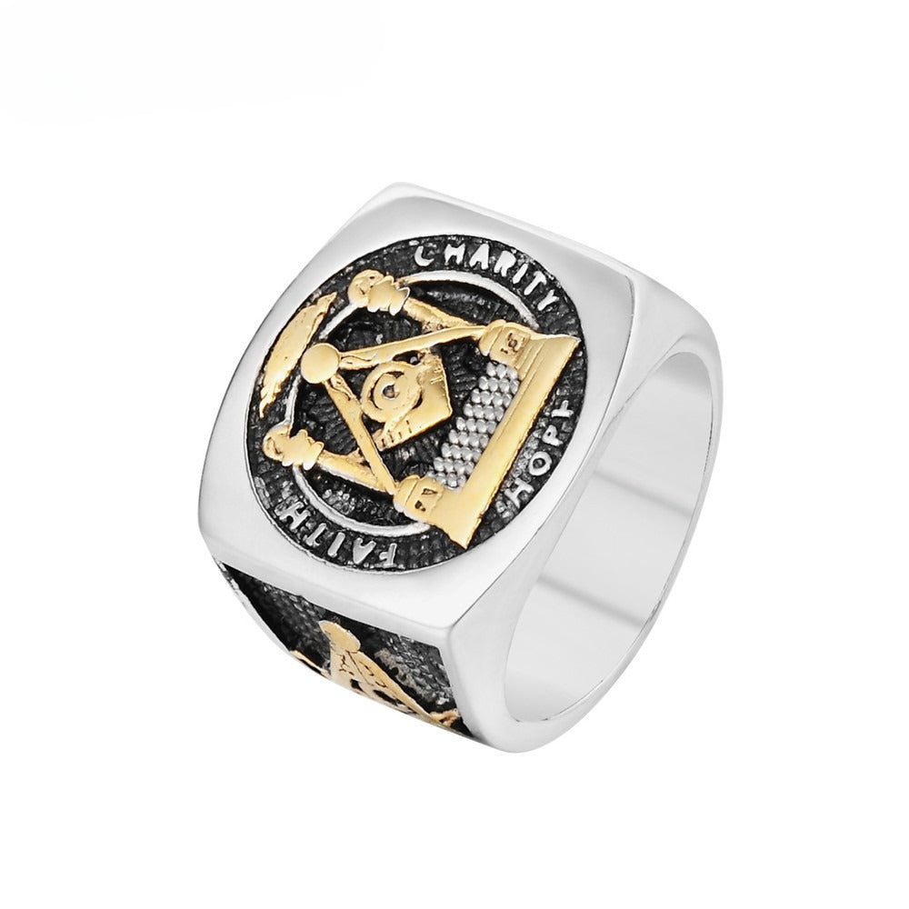 Titanium Steel Ring Freemasonry Style For Men Unisex Protection Statement Bold Everyday Genie By Planderful