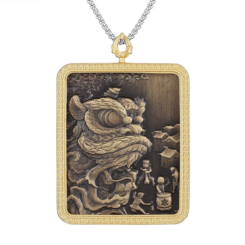 Titanium Steel Necklace – Statement Dragon Pendant