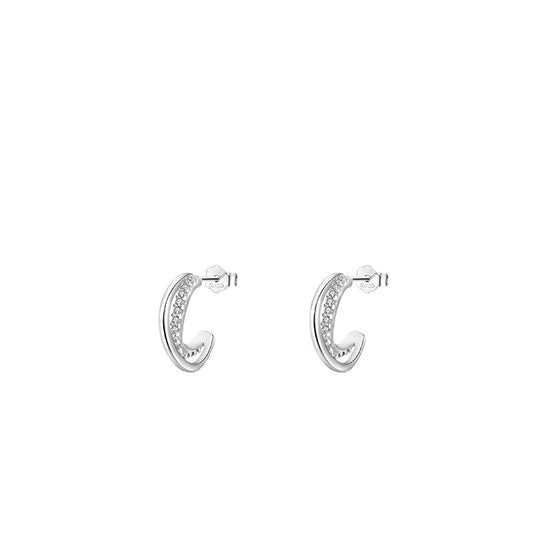 Minimalist Sterling Silver Earrings with Zircon Detail