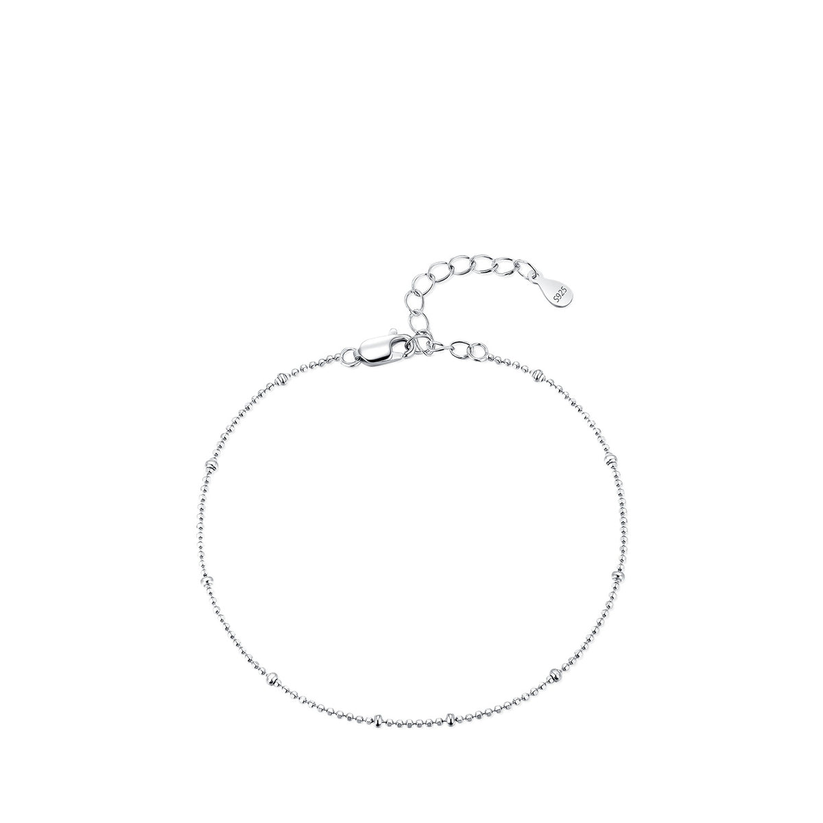 925 Sterling Silver Fine Plain Chain Bracelet