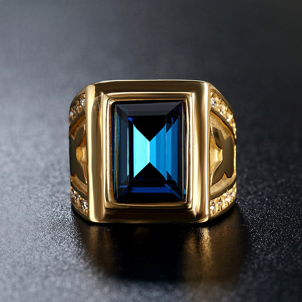 Planderful Premium Titanium Steel Ring For Men And Unisex With Zircon Gold Accent And Personalization