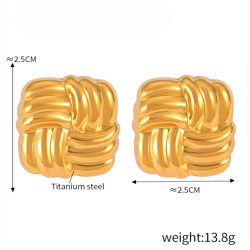 Geometric Line Weaving Titanium Steel Glossy Earrings