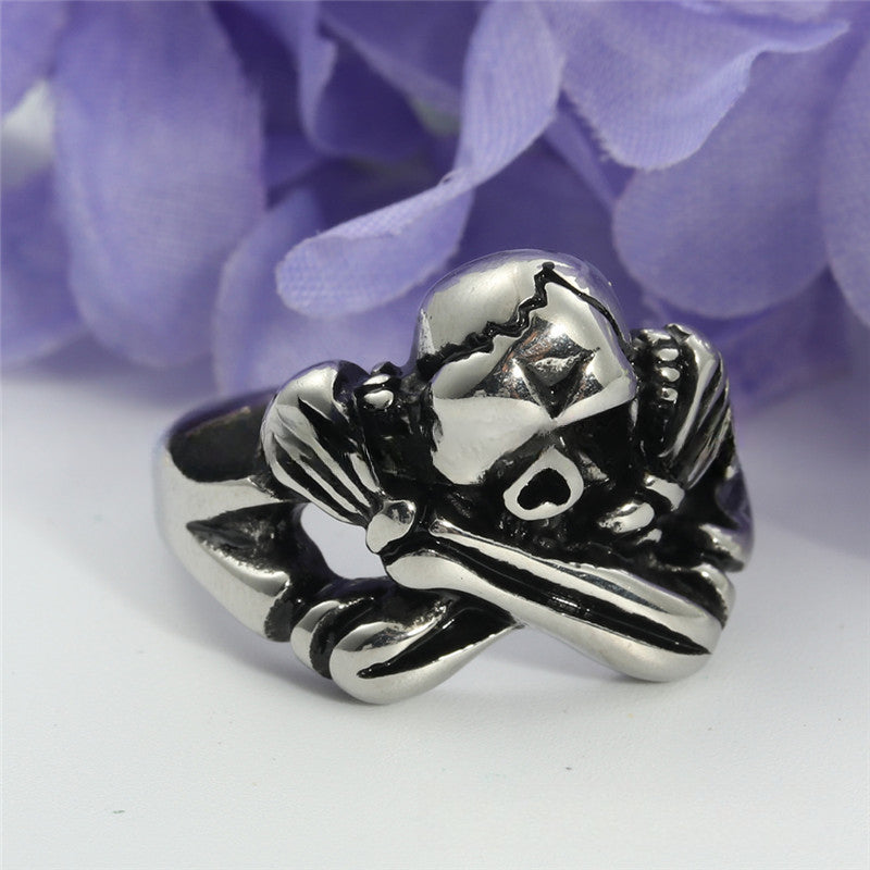 Retro Titanium Steel Skull Ring for Men and Women - Trendy Hollow Design Jewelry Accessory