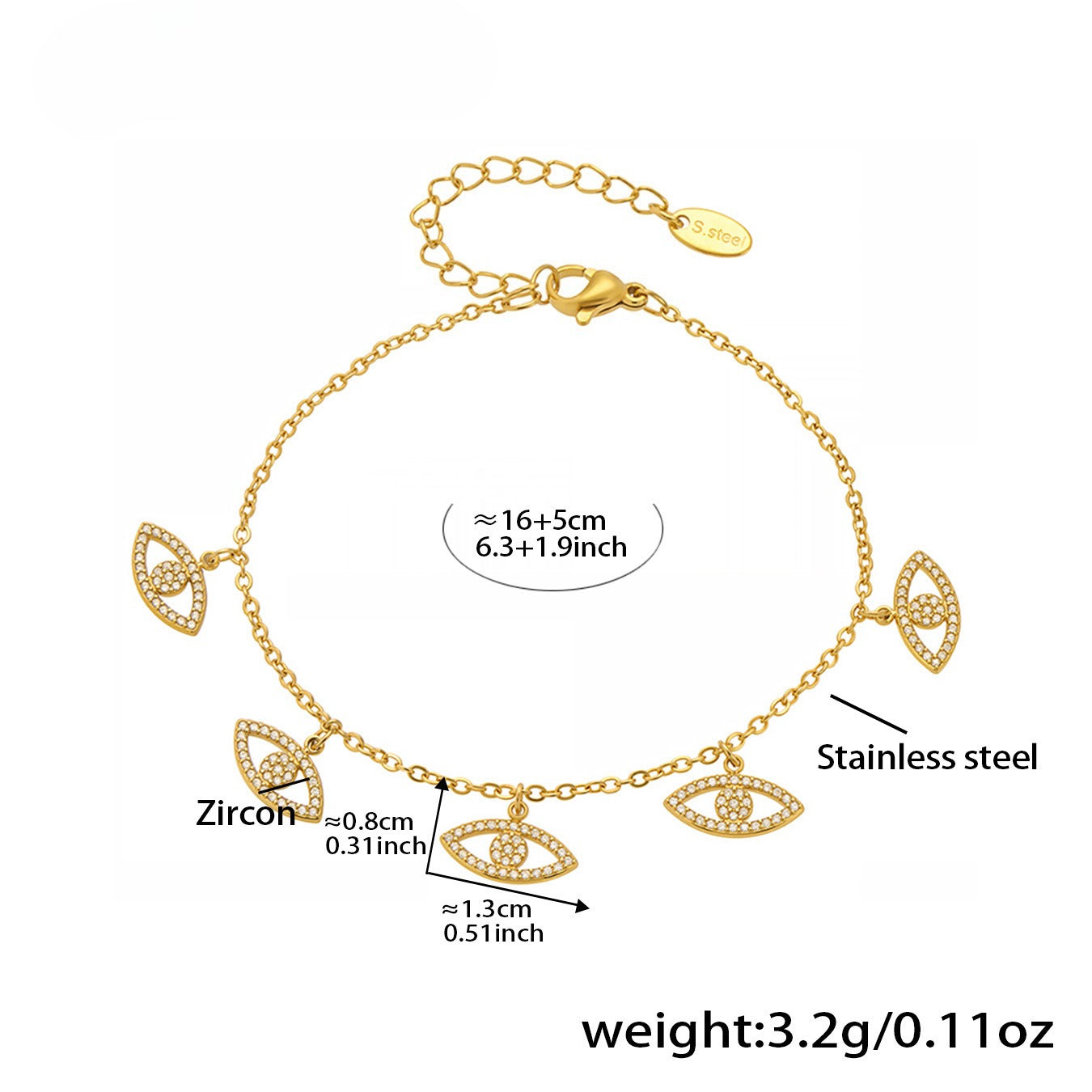 Planderful Zircon Stainless Steel Bracelet For Women