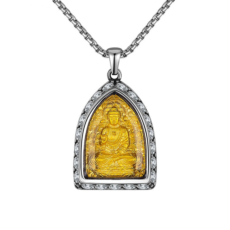 Zircon Necklace – Elegant Chinese Ethnic Buddha Zodiac Pendant For Women Everyday Genie Collection