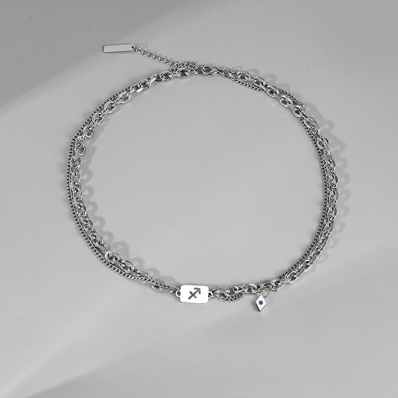 Planderful Jewelry Twelve Constellations Necklace For Men Stainless Steel Chain Luxury Design