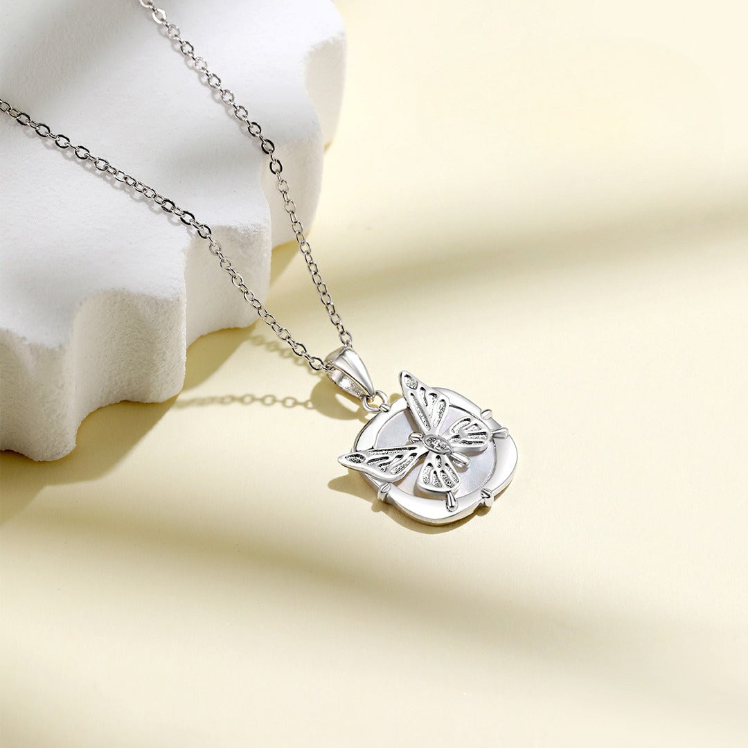 S925 Sterling Silver Shell Butterfly Necklace