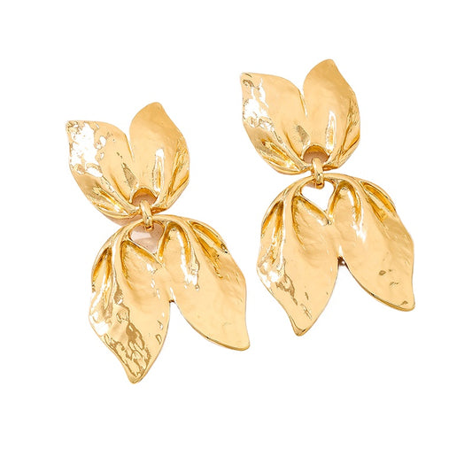 Planderful Vienna Verve Earrings – Fashionable Metal Water Drop Leaf Design