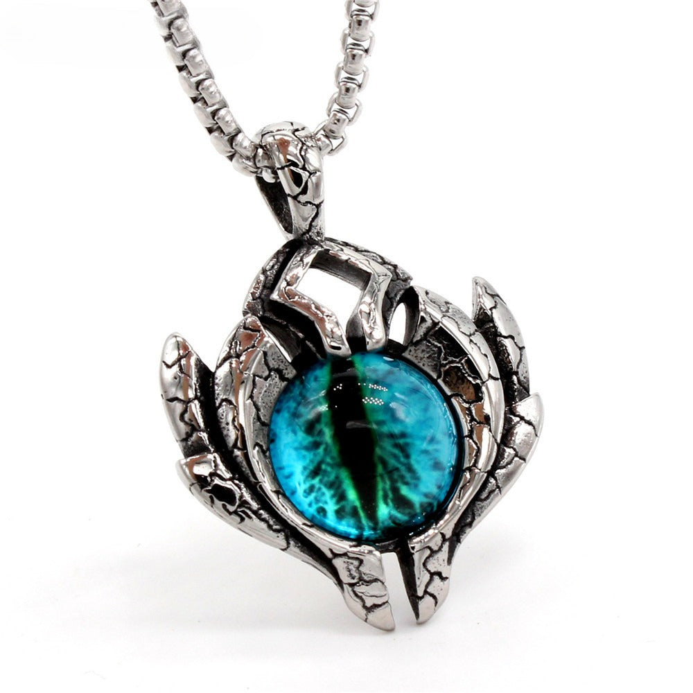 Planderful Everyday Genie Titanium Steel Pendant Necklace Unisex Retro Punk Spaceship Devil Eye Protection