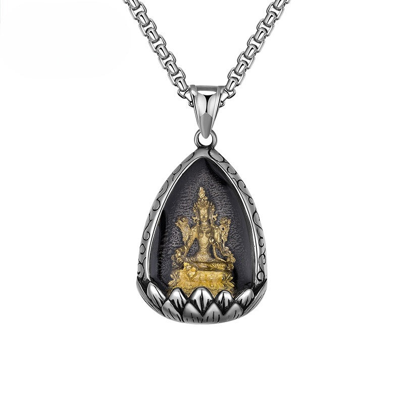 Steel Necklace – Vintage Patron Saint Pendant Necklace