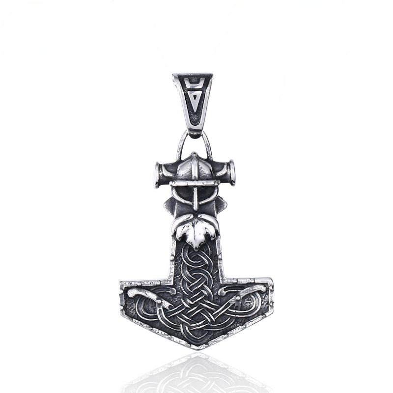 Titanium Steel Viking Thor's Hammer Pendant - European and American Men's Unique Jewelry