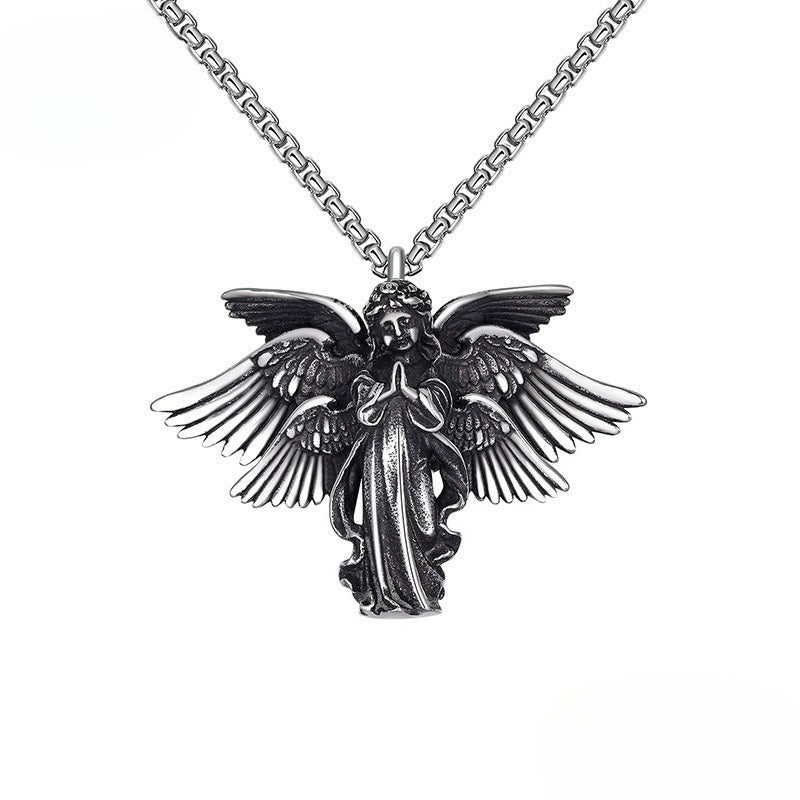 Steel Necklace - Elegant Angel Pendant Necklace