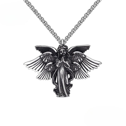 Steel Necklace - Elegant Angel Pendant Necklace