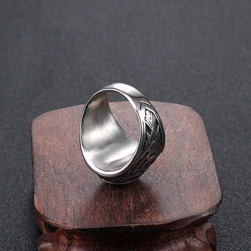 Personalized Retro Military Ring for Men - Double Eagle Design in Titanium Steel with Black Zircon Accents