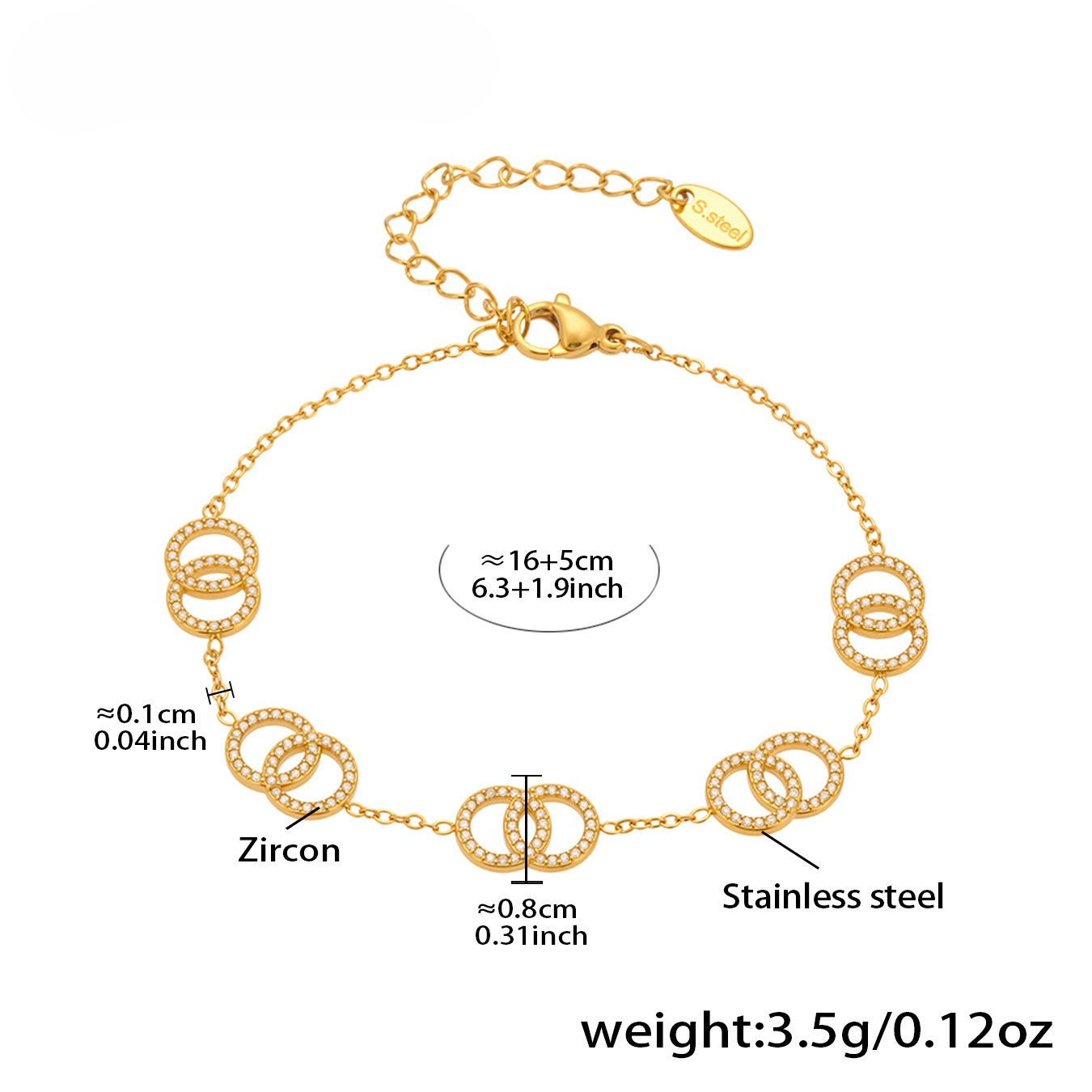 Planderful Zircon Stainless Steel Cross Bracelet For Women