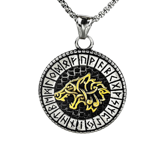 Planderful Authentic Norse Legacy Titanium Steel Viking Pendant Necklace For Men And Women With Celtic Wolf Head Design