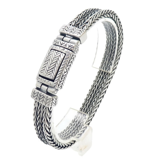 Keel Chain Punk Style 7/10mm Woven Wheat Ear Pattern Stainless Steel Men's Bracelet