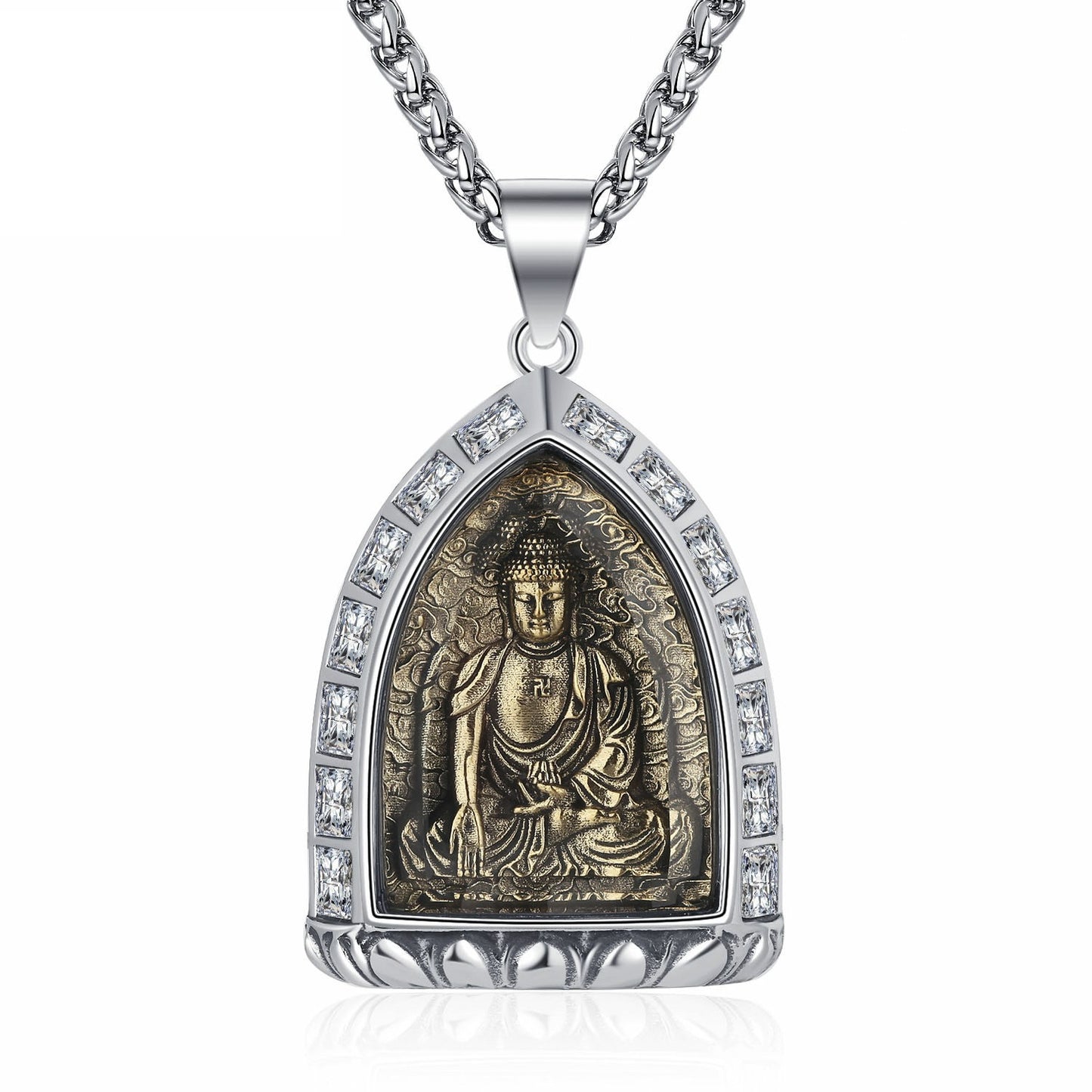 Steel Necklace – Elegant Chinese Buddha Style