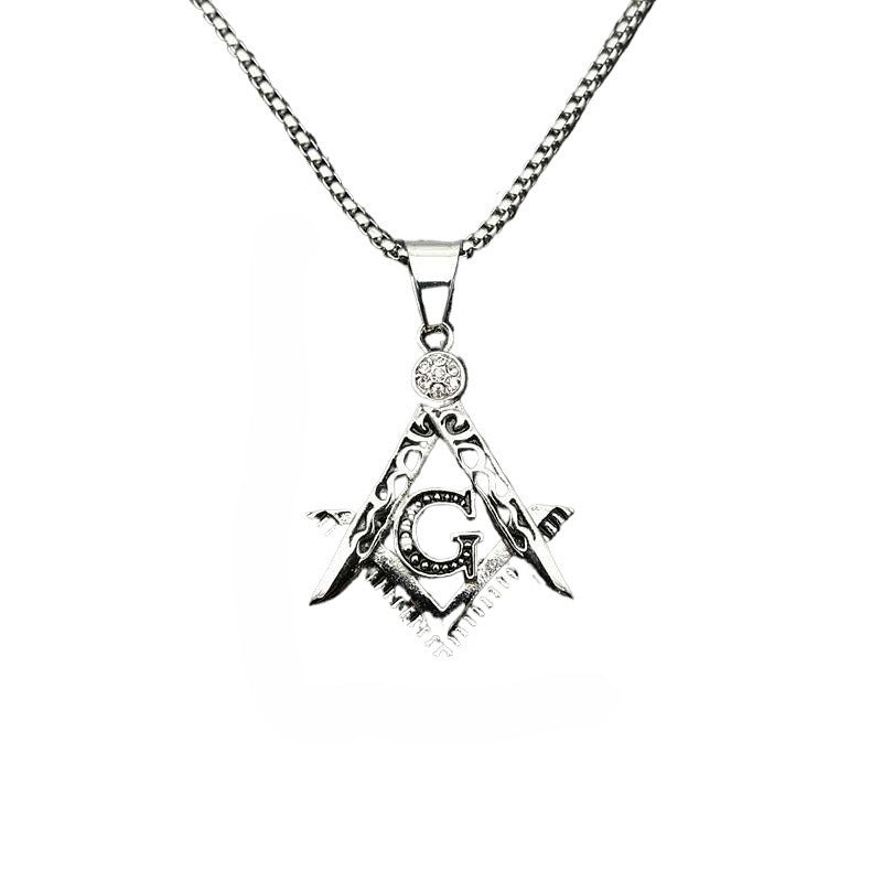 Planderful Everyday Genie Freemason Pendant Necklace Titanium Steel Gold Plated Zircon For Hip Hop Jewelry Enthusiasts