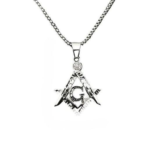 Planderful Everyday Genie Freemason Pendant Necklace Titanium Steel Gold Plated Zircon For Hip Hop Jewelry Enthusiasts