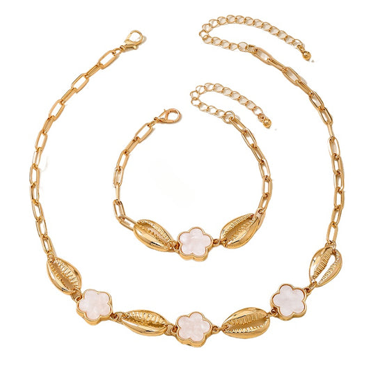 Planderful Bohemian Jewelry Set Women Chic Conch Clover