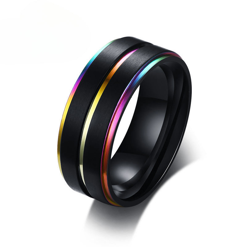 Rainbow Jewelry Men's Black Stainless Steel Body Ring
