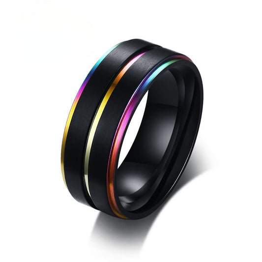 Rainbow Jewelry Men's Black Stainless Steel Body Ring