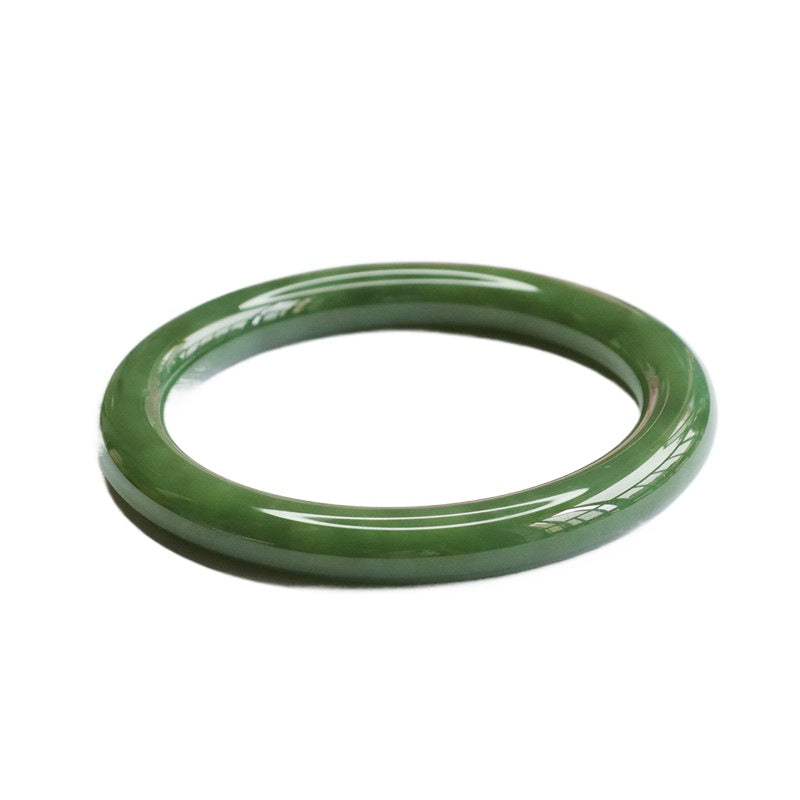Lake-Green Hetian Jade Round Bangle