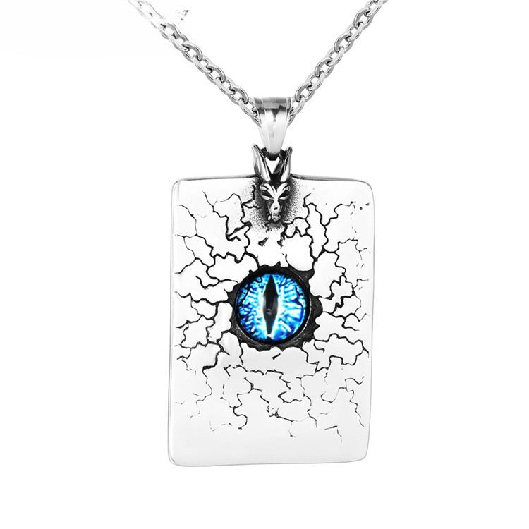Planderful Eyeball Skull Pendant Necklace Durable Titanium Steel Unisex Retro Punk Statement Accessory