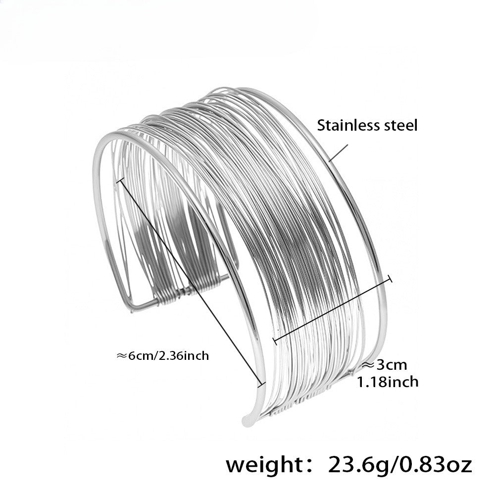 Planderful Stainless Steel Layered Arm Ring Bracelet Punk