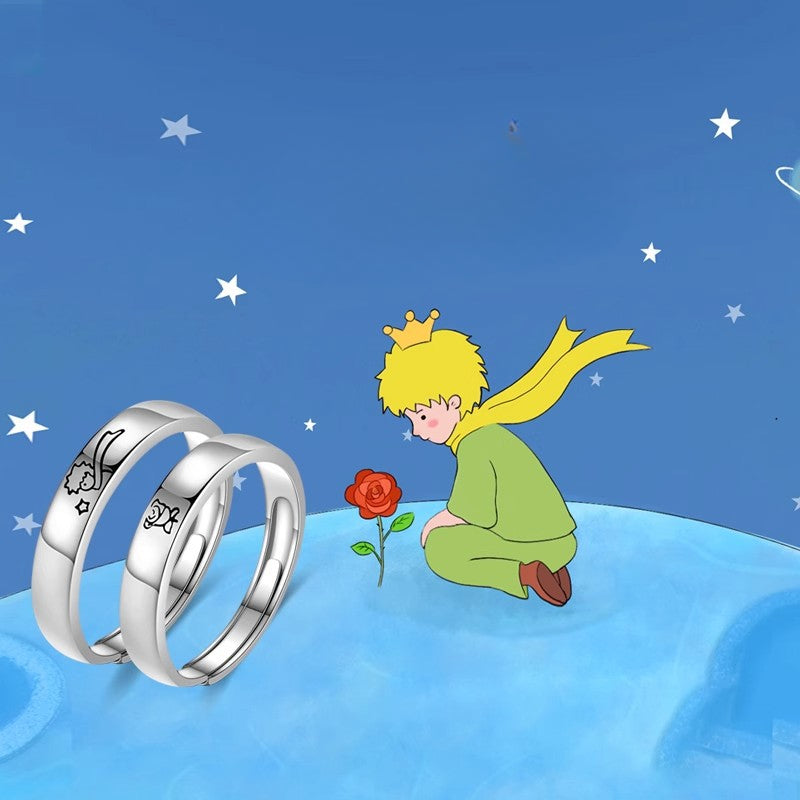 New Couple Ring Men's 925 Sterling Silver Prince Rose Gift
